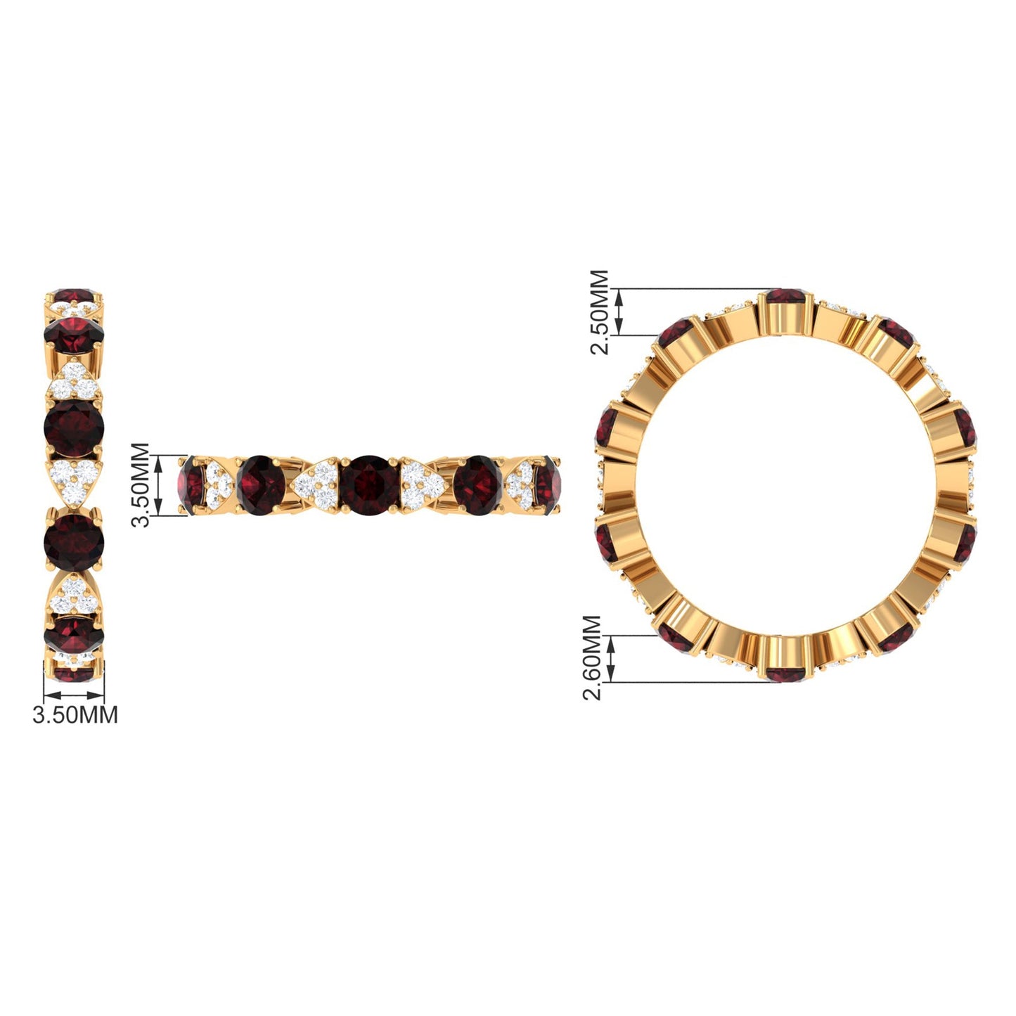 Natural Garnet Diamond Eternity Ring with Certificate