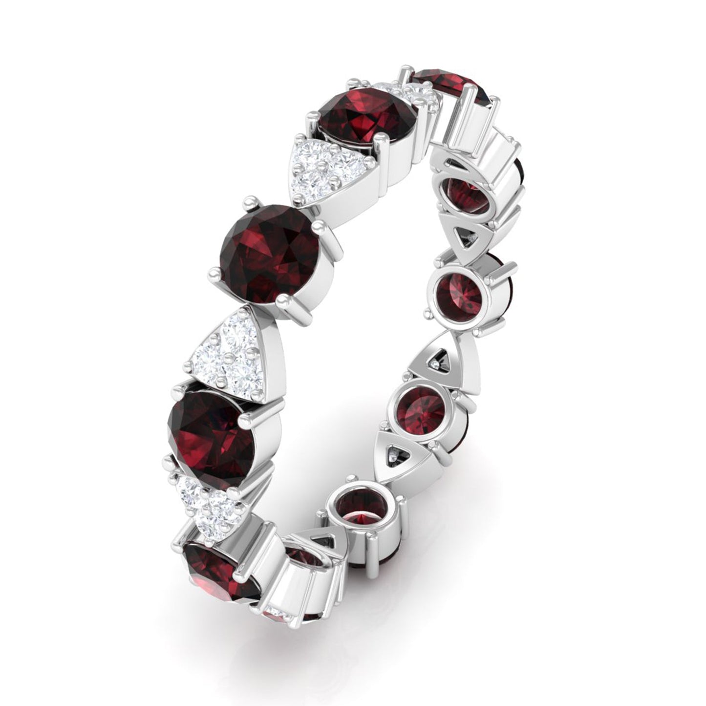 Natural Garnet Diamond Eternity Ring with Certificate