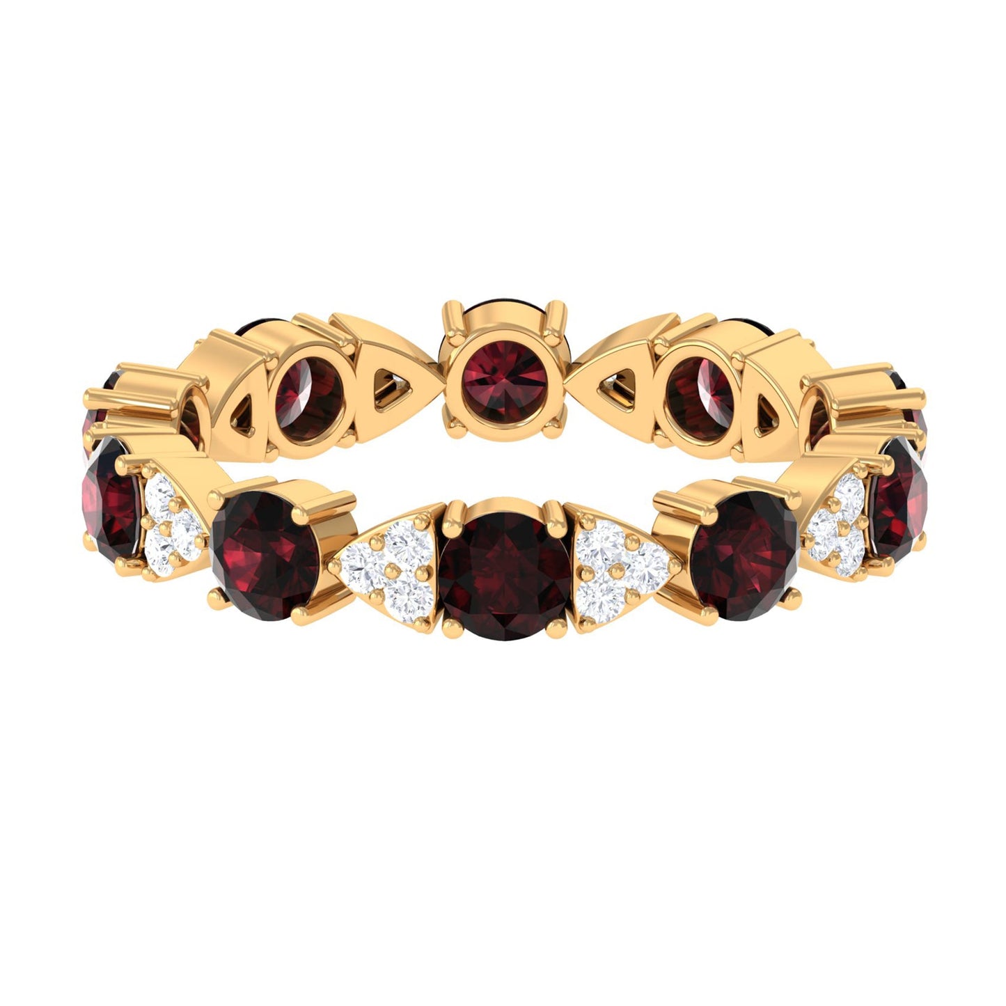 Natural Garnet Diamond Eternity Ring with Certificate