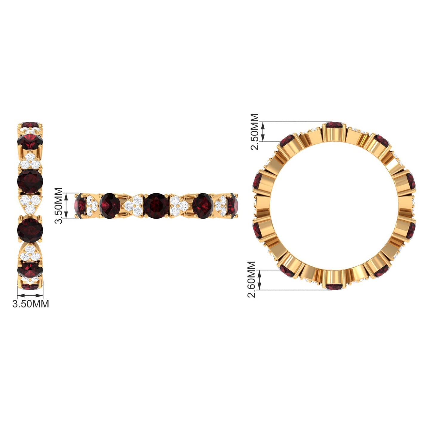 Natural Garnet Diamond Eternity Ring with Certificate