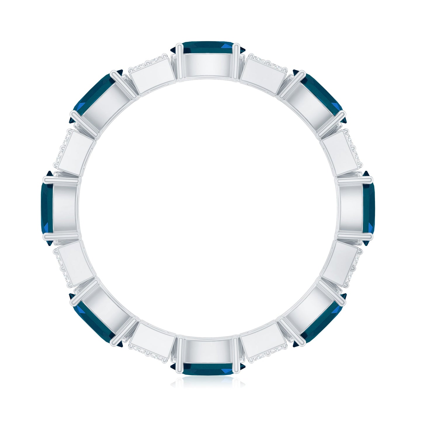 Oval London Blue Topaz Full Eternity Band Ring with Diamond