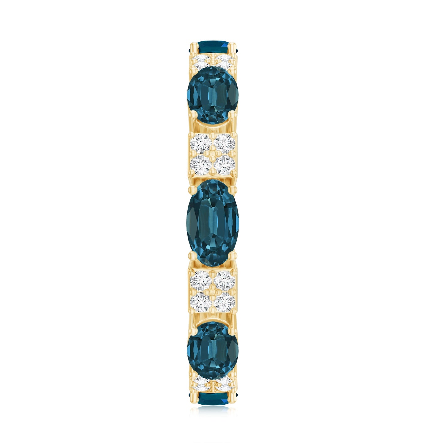 Oval London Blue Topaz Full Eternity Band Ring with Diamond