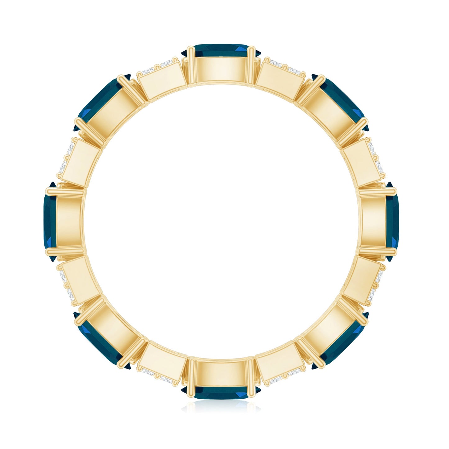 Oval London Blue Topaz Full Eternity Band Ring with Diamond