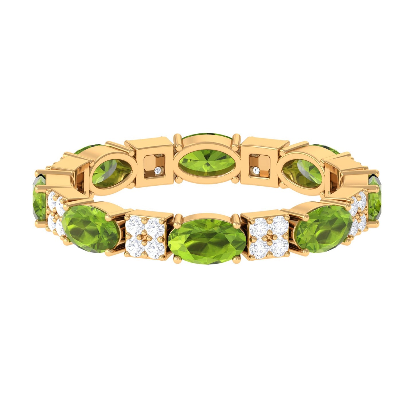 Oval Cut Peridot and Diamond Eternity Ring