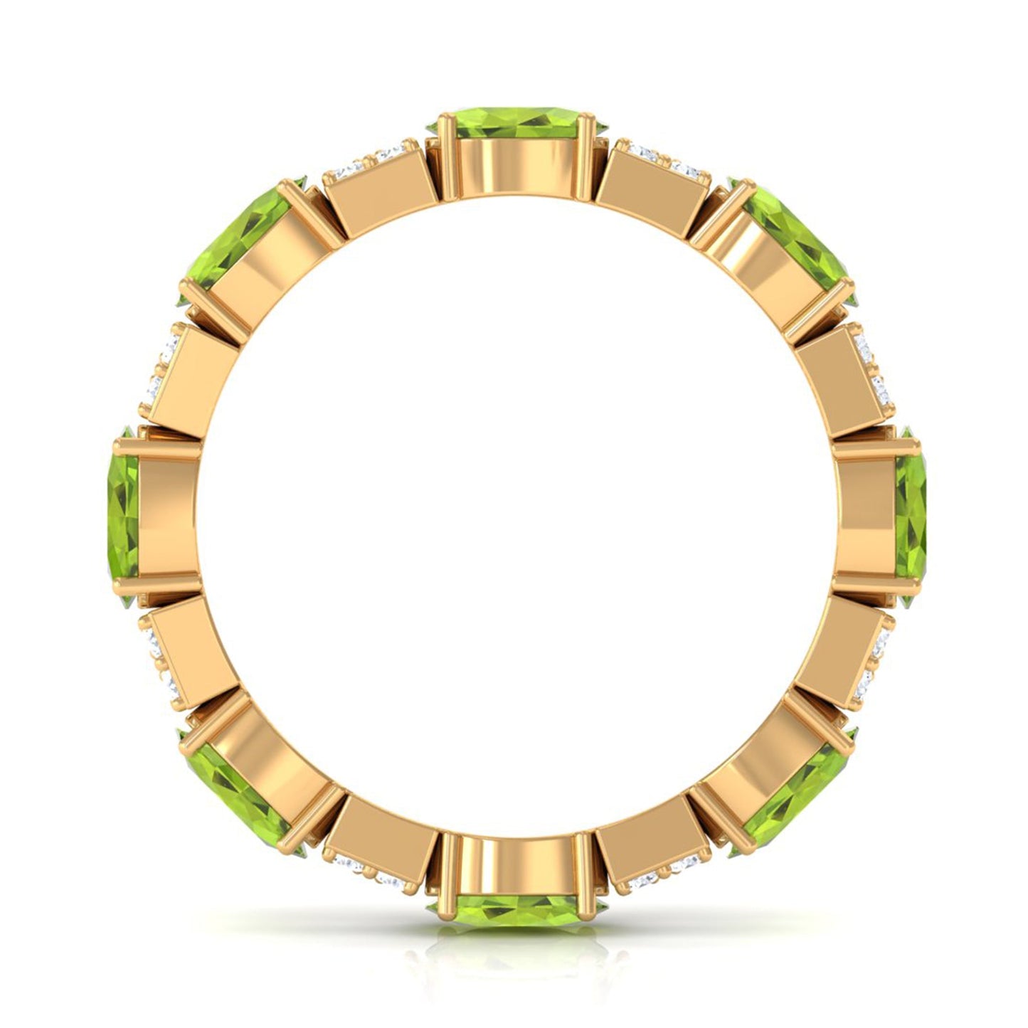 Oval Cut Peridot and Diamond Eternity Ring