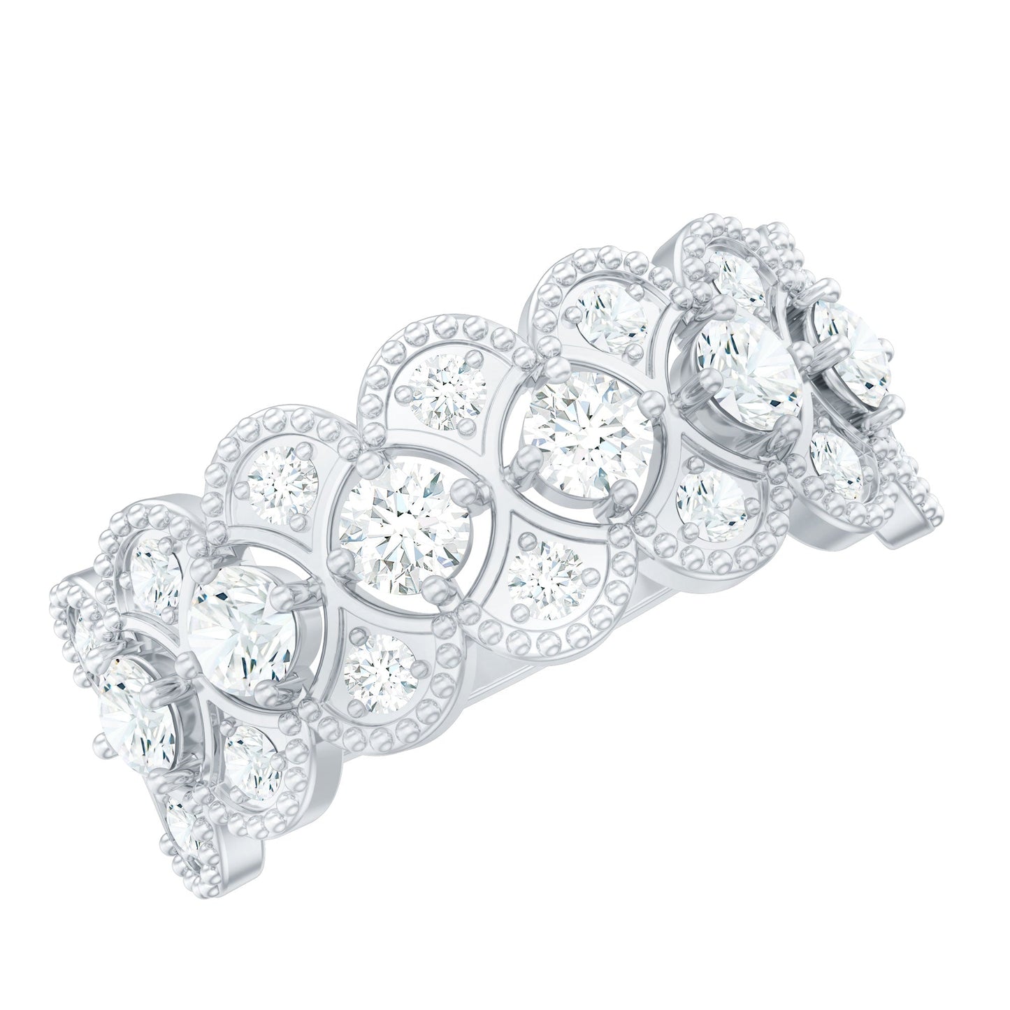 Designer Certified Moissanite Wedding Band for Women