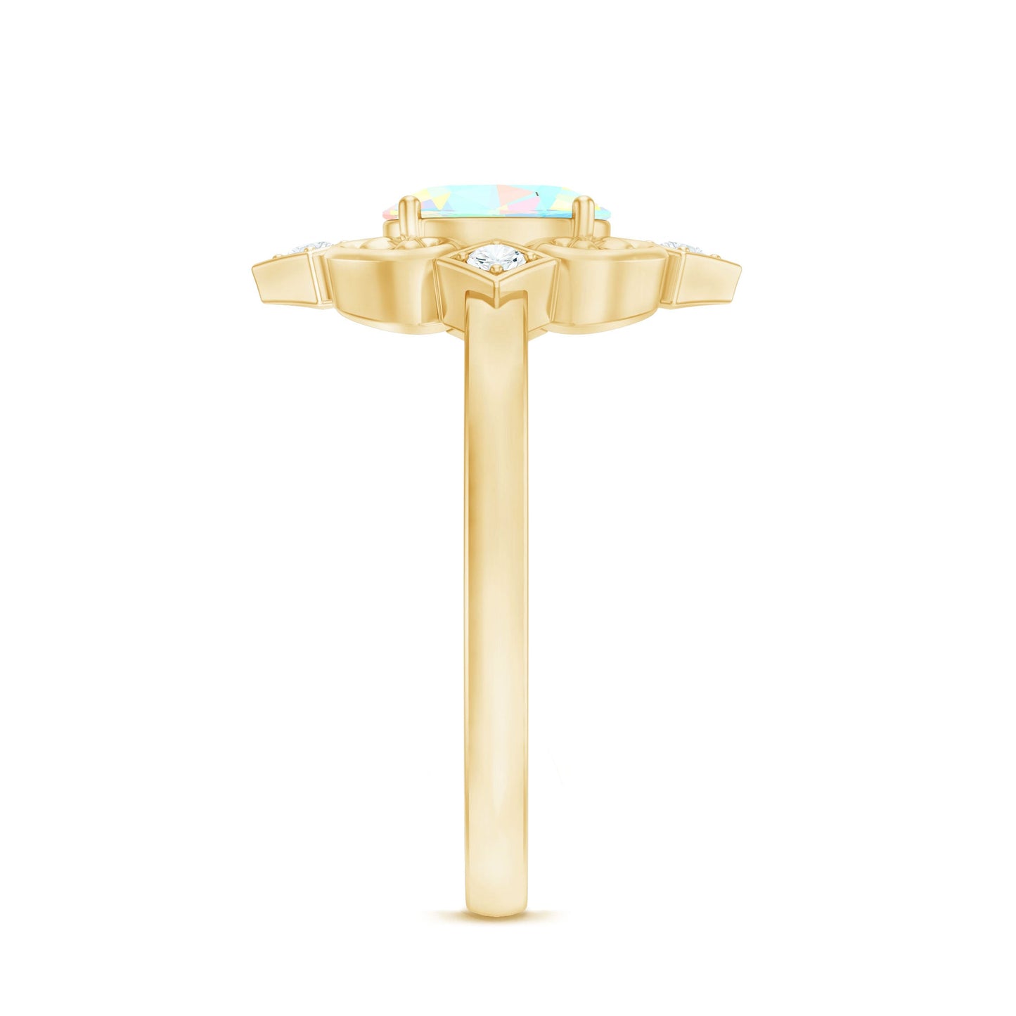 Oval Cut Certified Ethiopian Opal Vintage Inspired Engagement Ring with Diamond