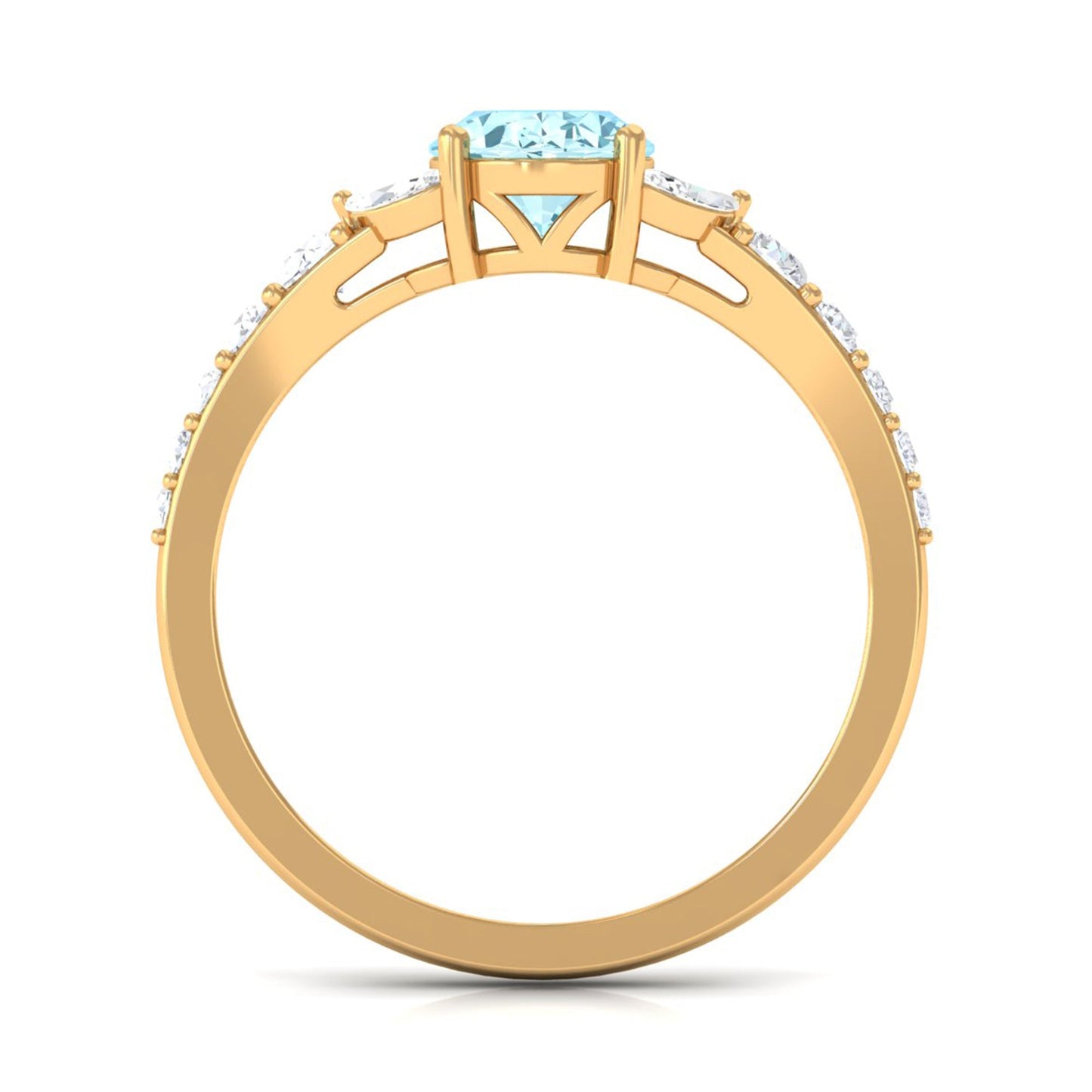 1 Carat Oval Aquamarine Engagement Ring with Diamond