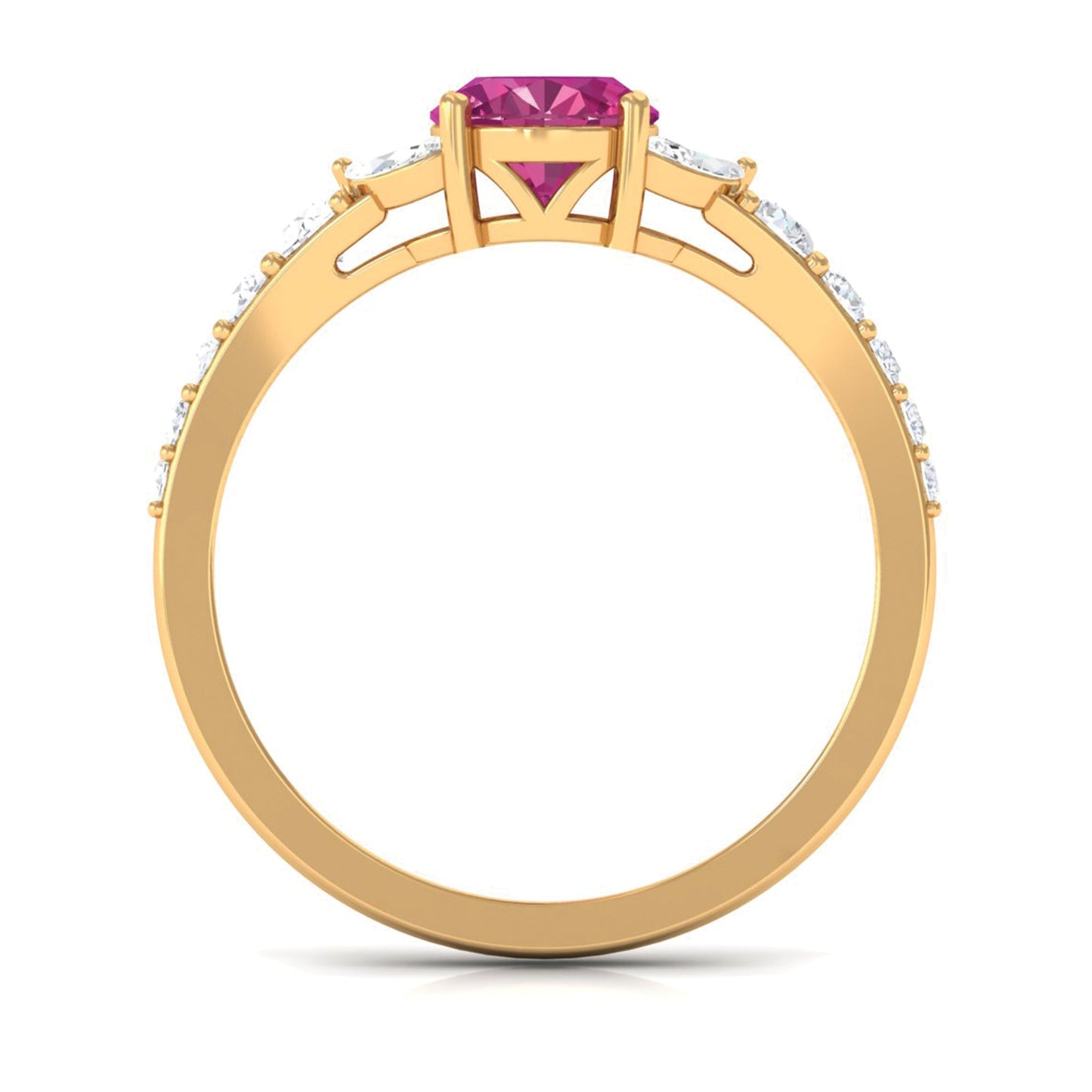 Split Shank Oval Pink Tourmaline Solitaire Engagement Ring with Moissanite