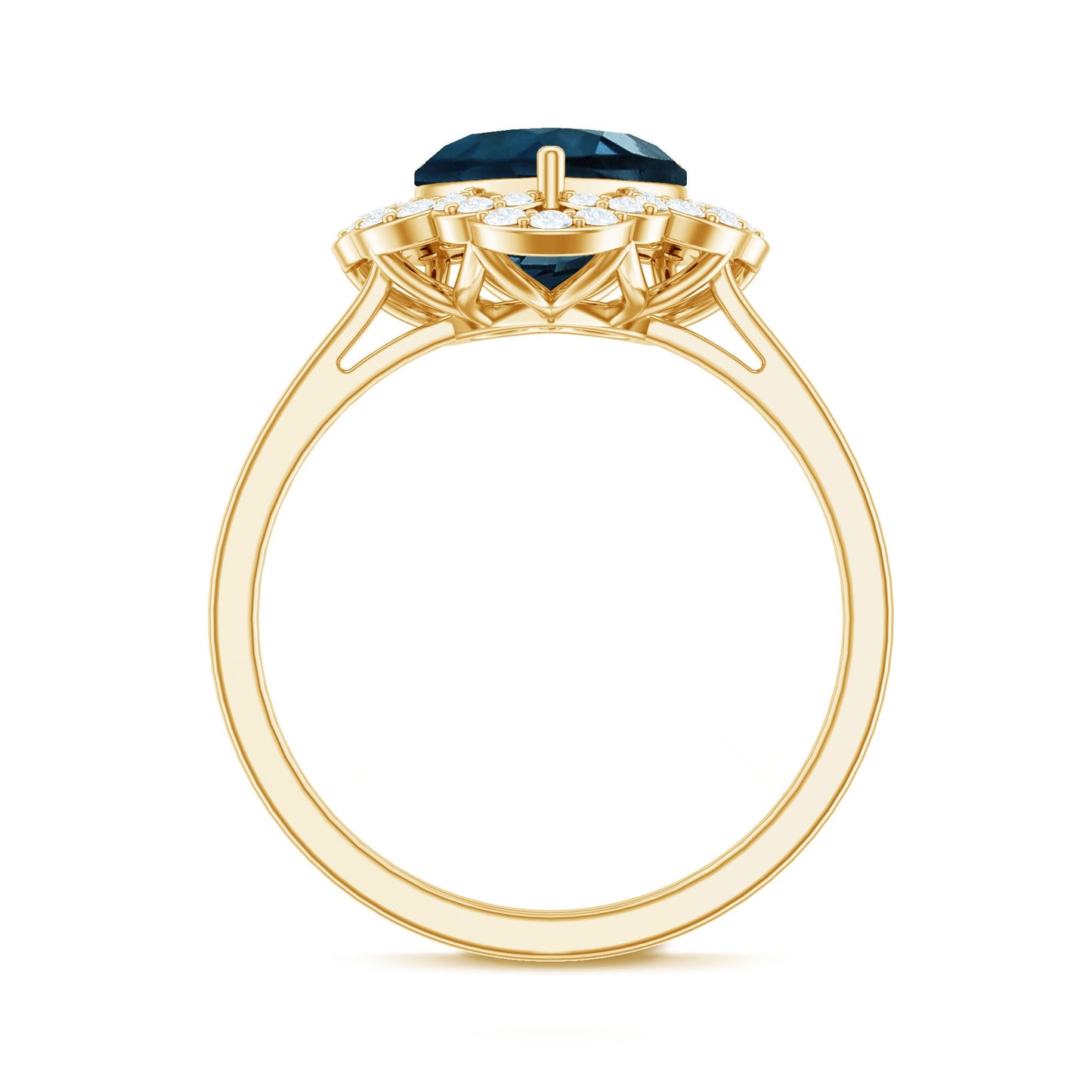 2 Carat Heart Shape London Blue Topaz Designer Engagement Ring with Diamond Halo