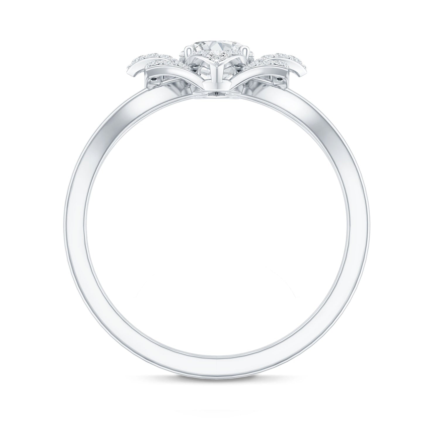 Certified Moissanite Floral Engagement Ring with Split Shank