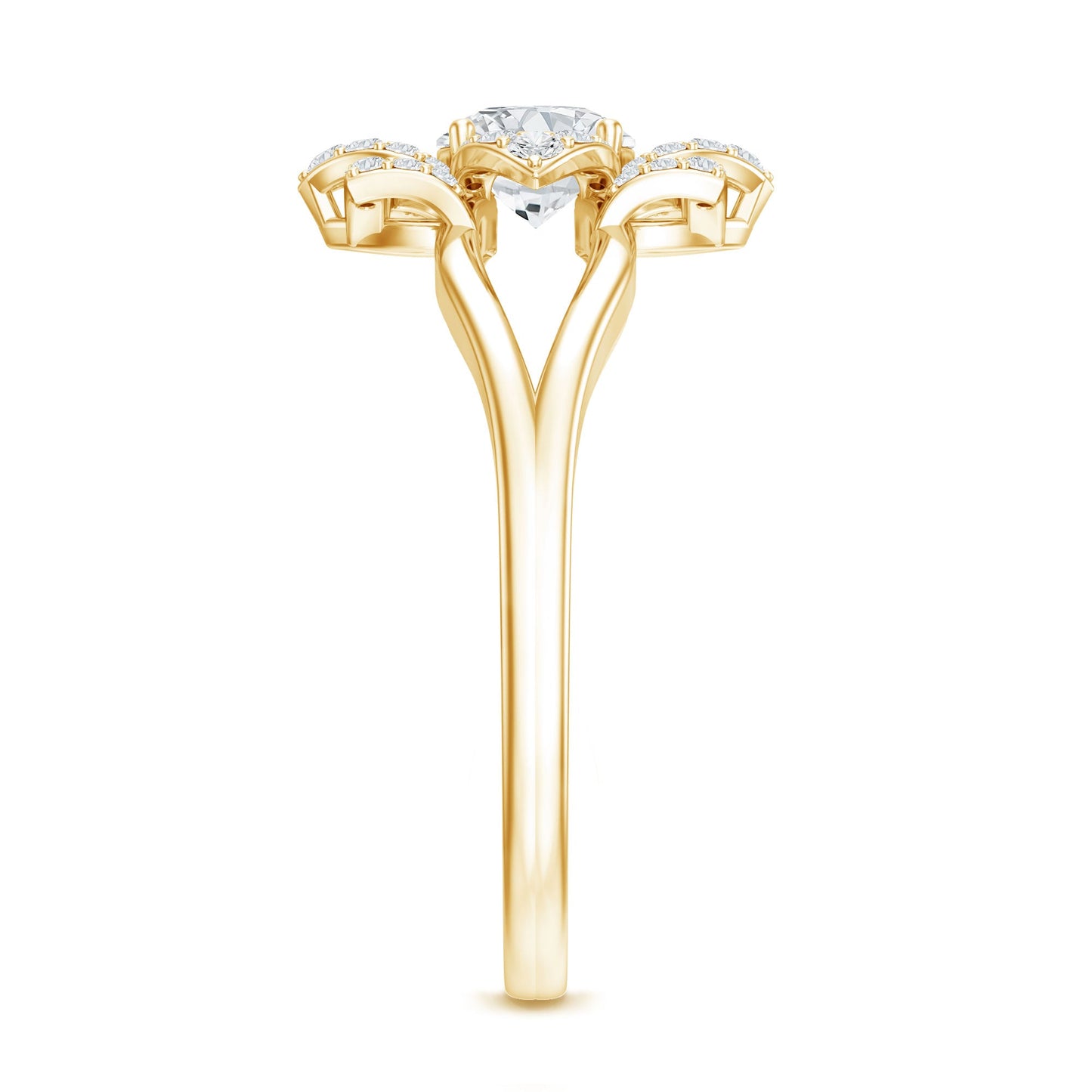 Certified Moissanite Floral Engagement Ring with Split Shank