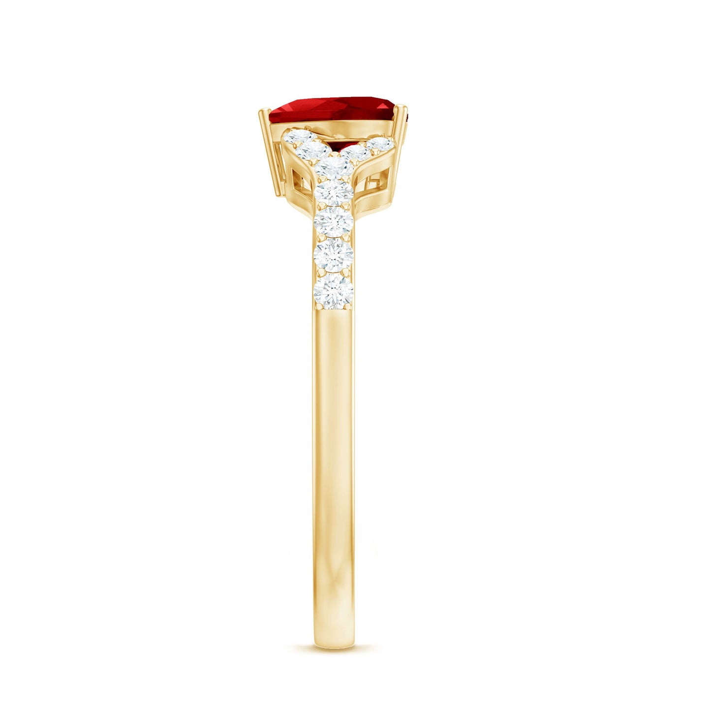 Heart Shape Lab Grown Ruby Engagement Ring with Diamond