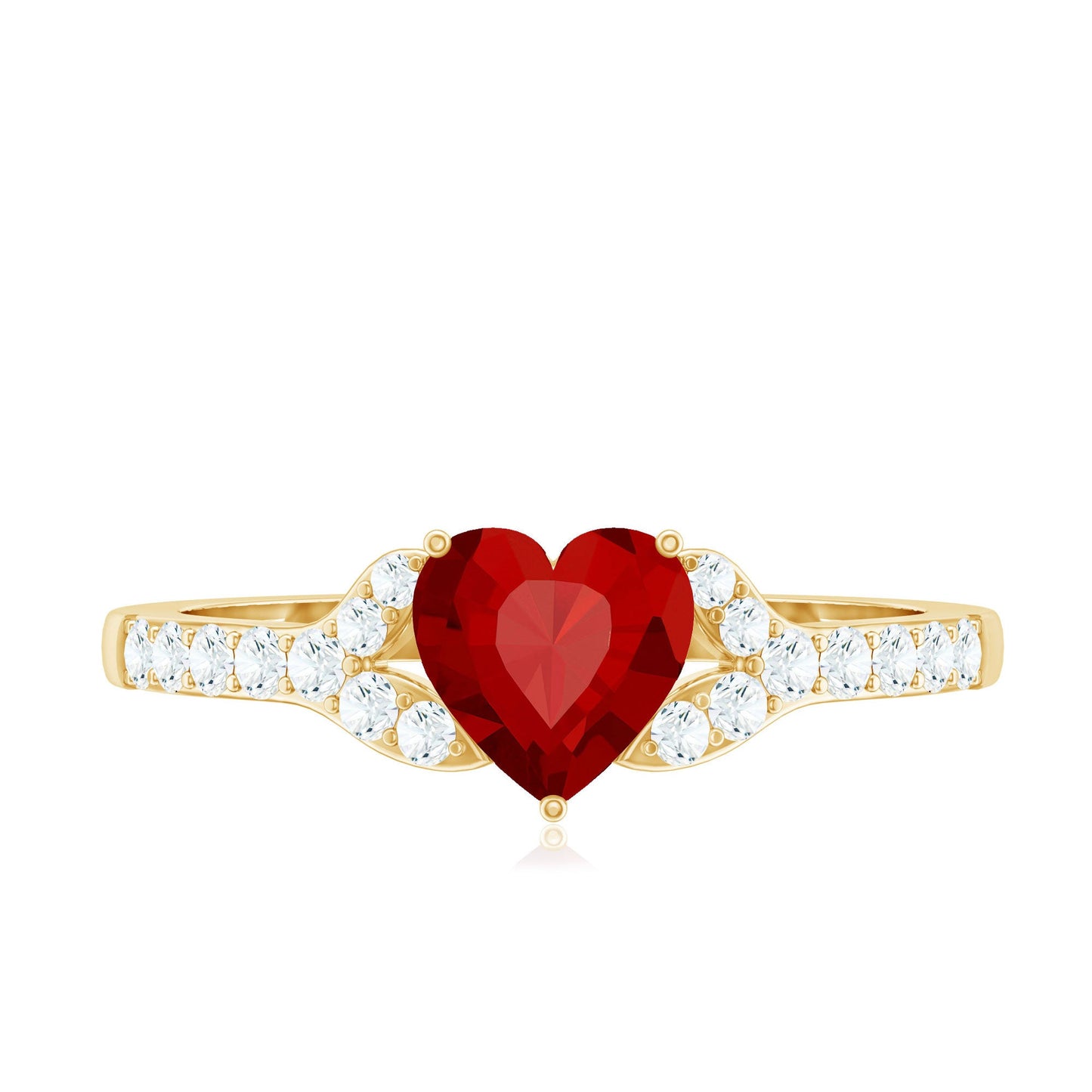 Heart Shape Lab Grown Ruby Engagement Ring with Diamond