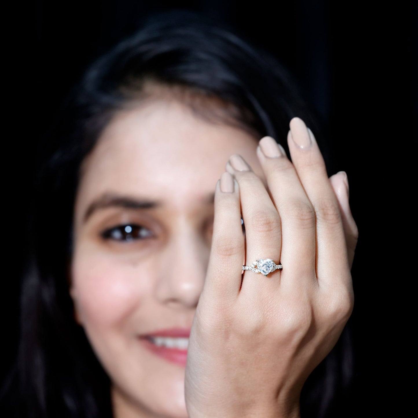 Certified Heart Shape Moissanite Engagement Ring