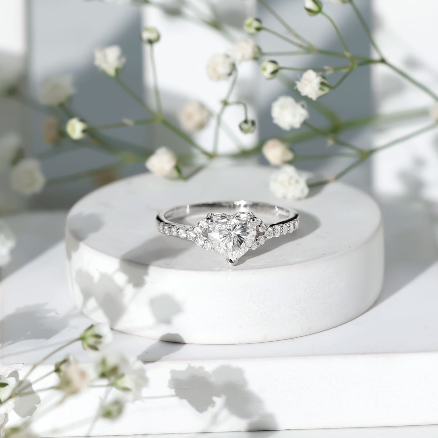 Certified Heart Shape Moissanite Engagement Ring