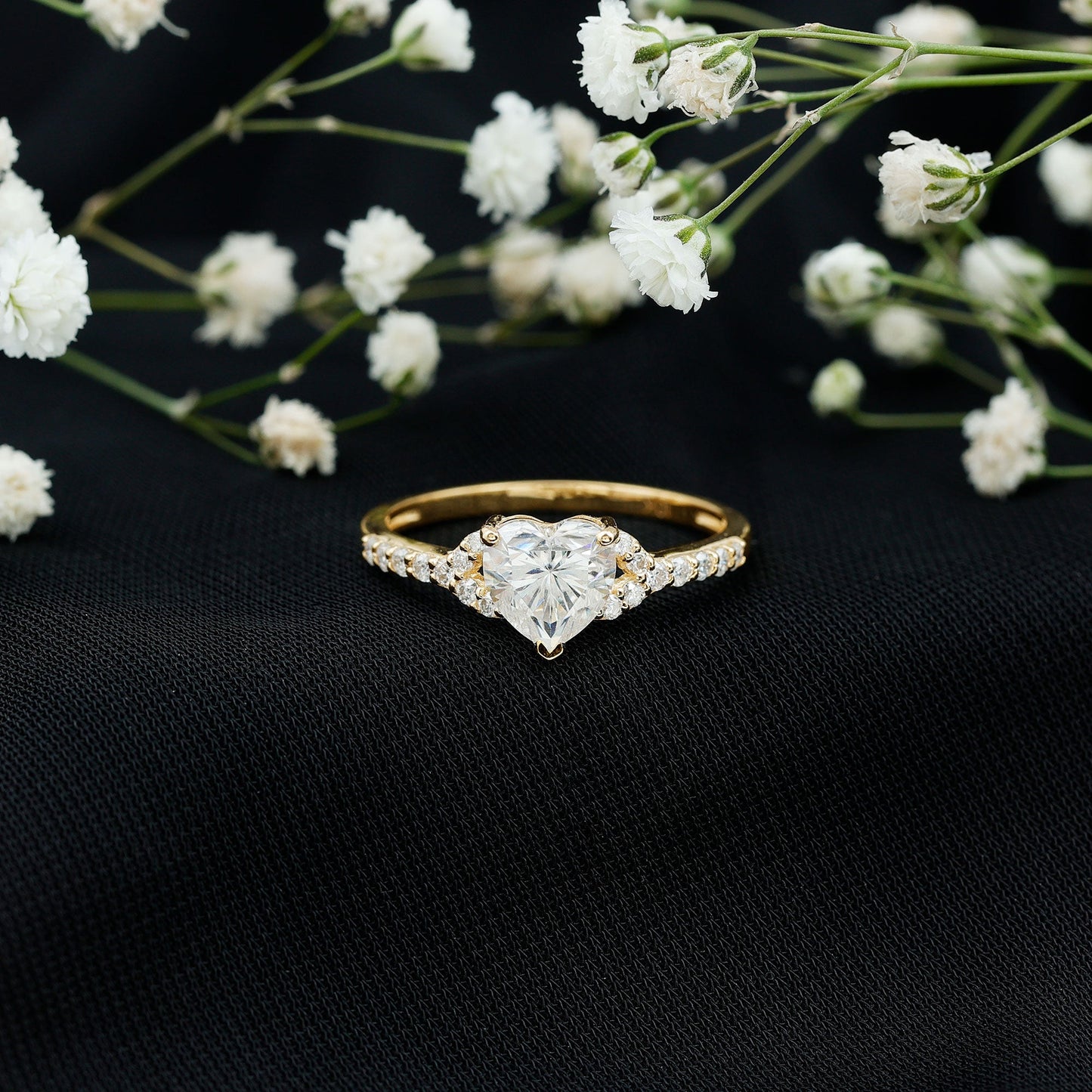 Certified Heart Shape Moissanite Engagement Ring