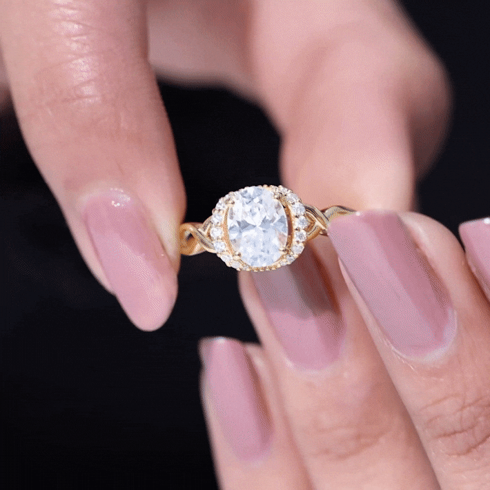 Oval Shape Moissanite Engagement Ring With Certificate