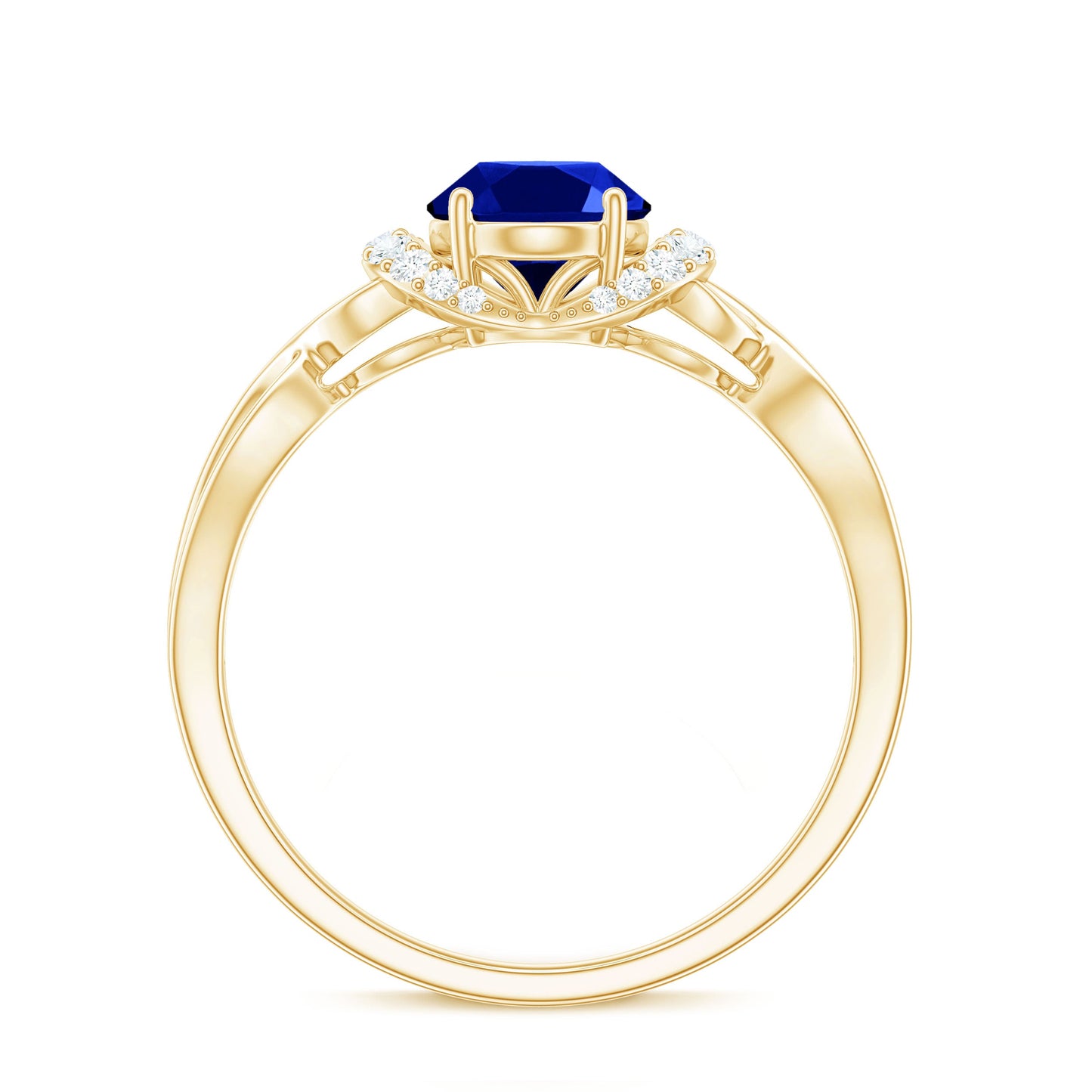 Certified 1.5 Carat Lab Grown Blue Sapphire Diamond Oval Engagement Ring with Crossover Shank