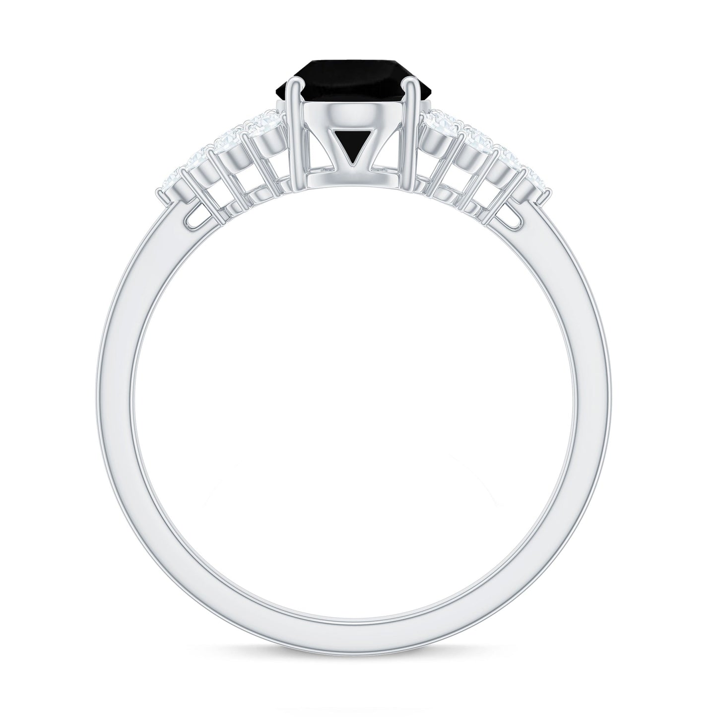 1.9 Carat Lab Grown Black Diamond Oval Engagement Ring with White Diamond