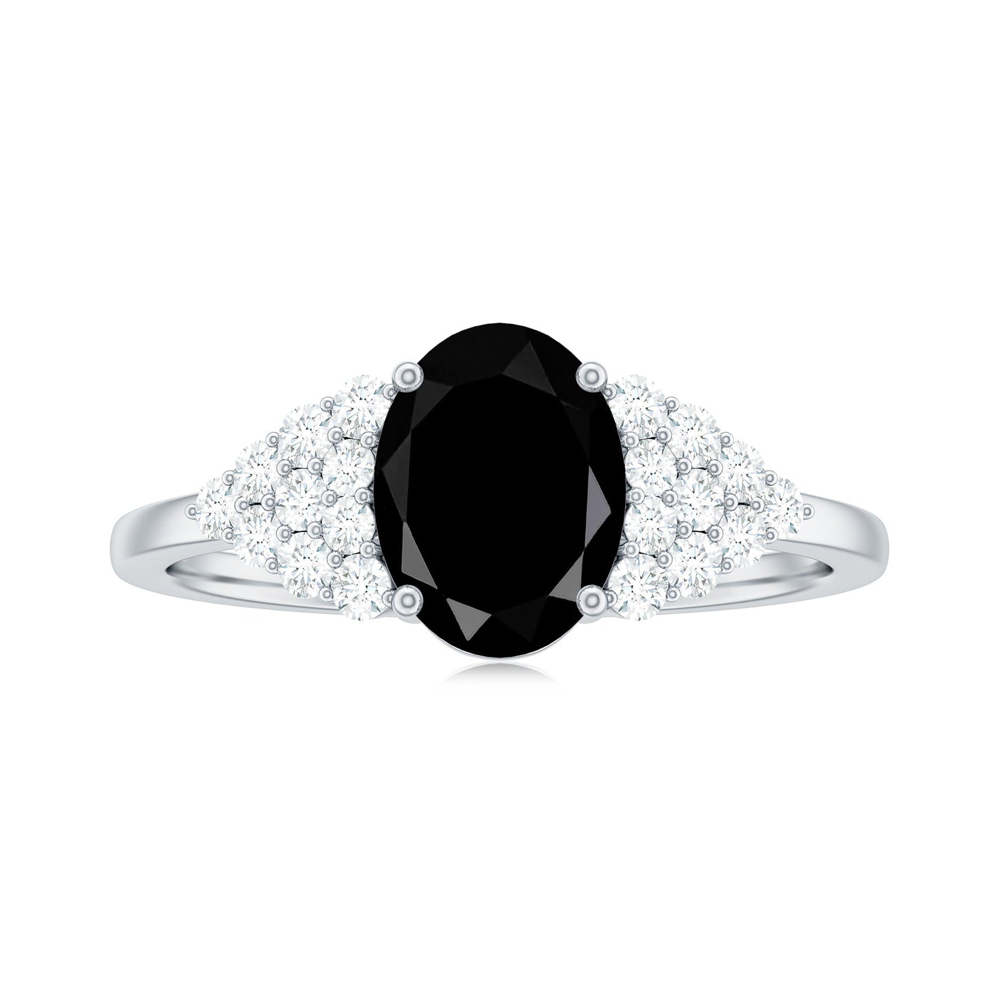 1.9 Carat Lab Grown Black Diamond Oval Engagement Ring with White Diamond