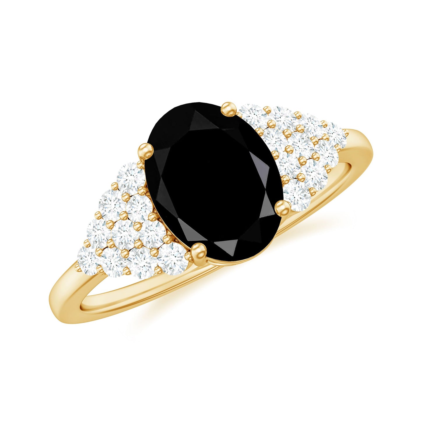 1.9 Carat Lab Grown Black Diamond Oval Engagement Ring with White Diamond