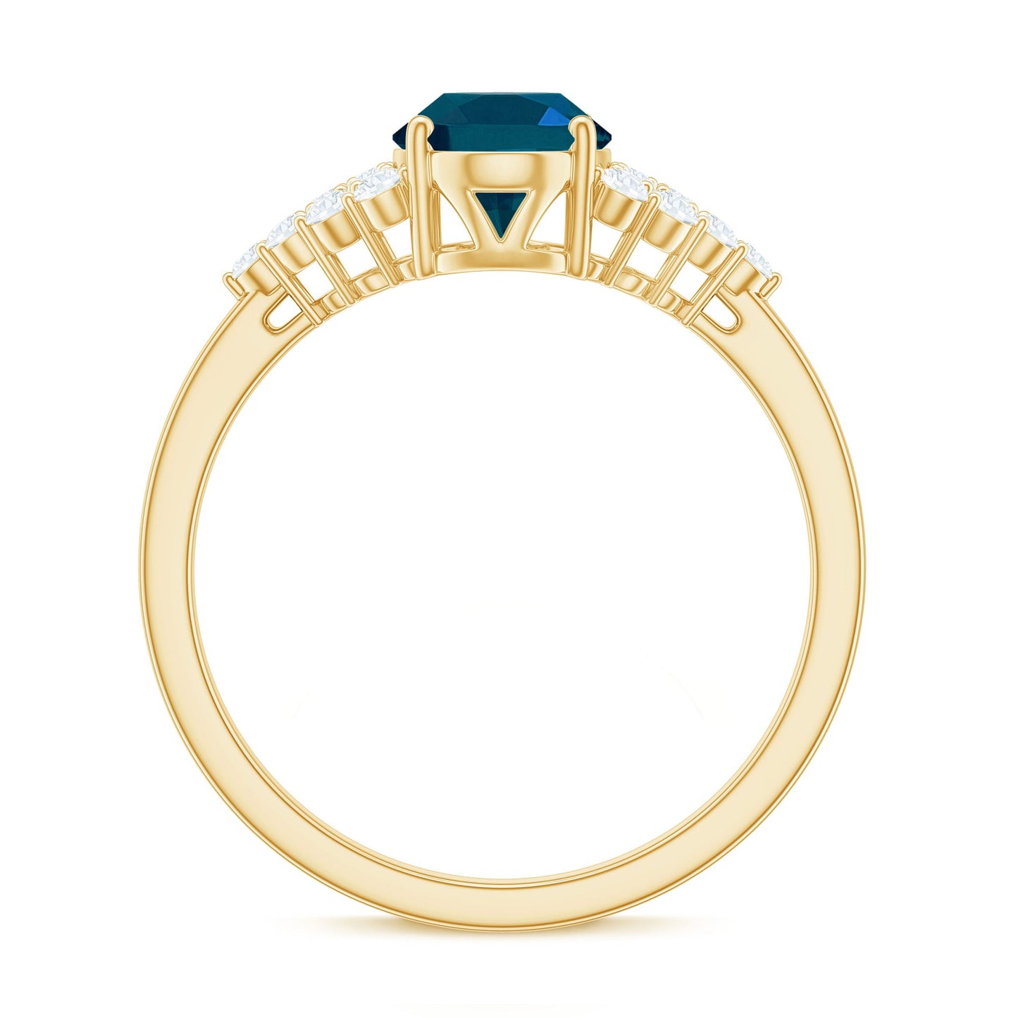 1 Carat Oval Cut London Blue Topaz Classic Engagement Ring with Diamond
