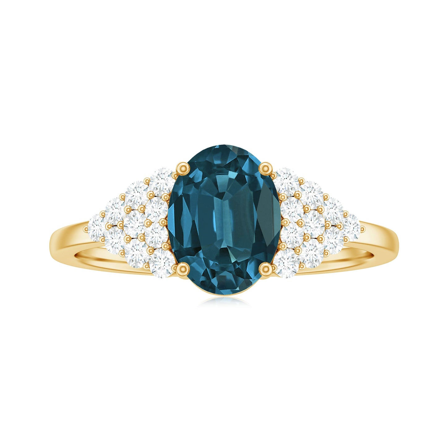 1 Carat Oval Cut London Blue Topaz Classic Engagement Ring with Diamond
