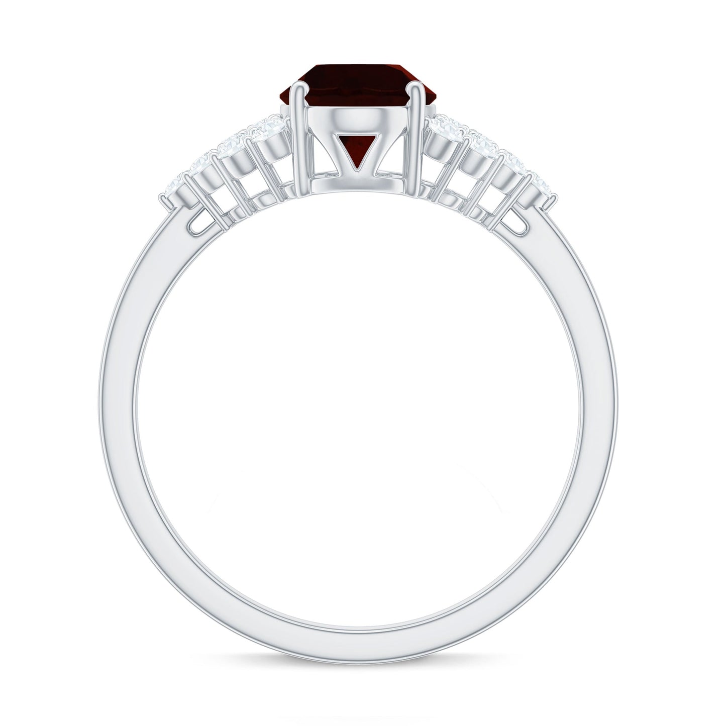Certified Real 1.5 Carat Garnet Oval Engagement Ring with Diamond