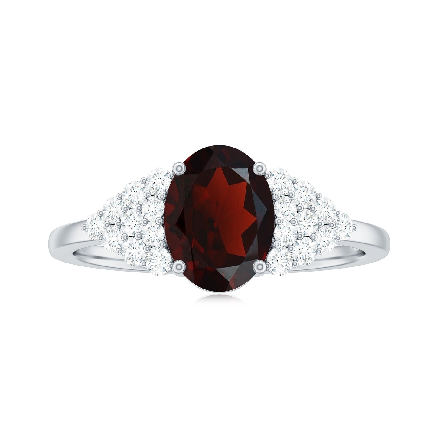 Certified Real 1.5 Carat Garnet Oval Engagement Ring with Diamond