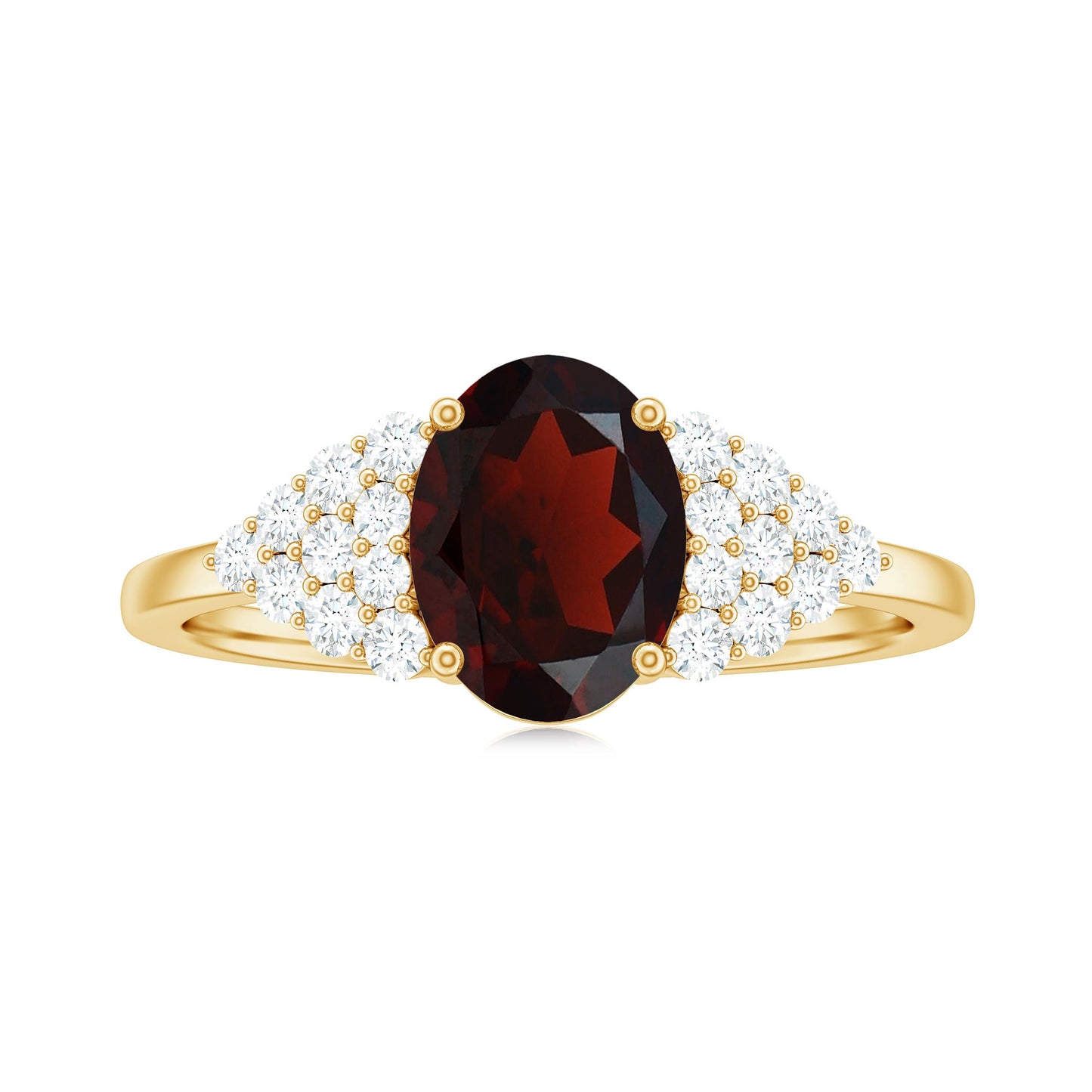 Certified Real 1.5 Carat Garnet Oval Engagement Ring with Diamond
