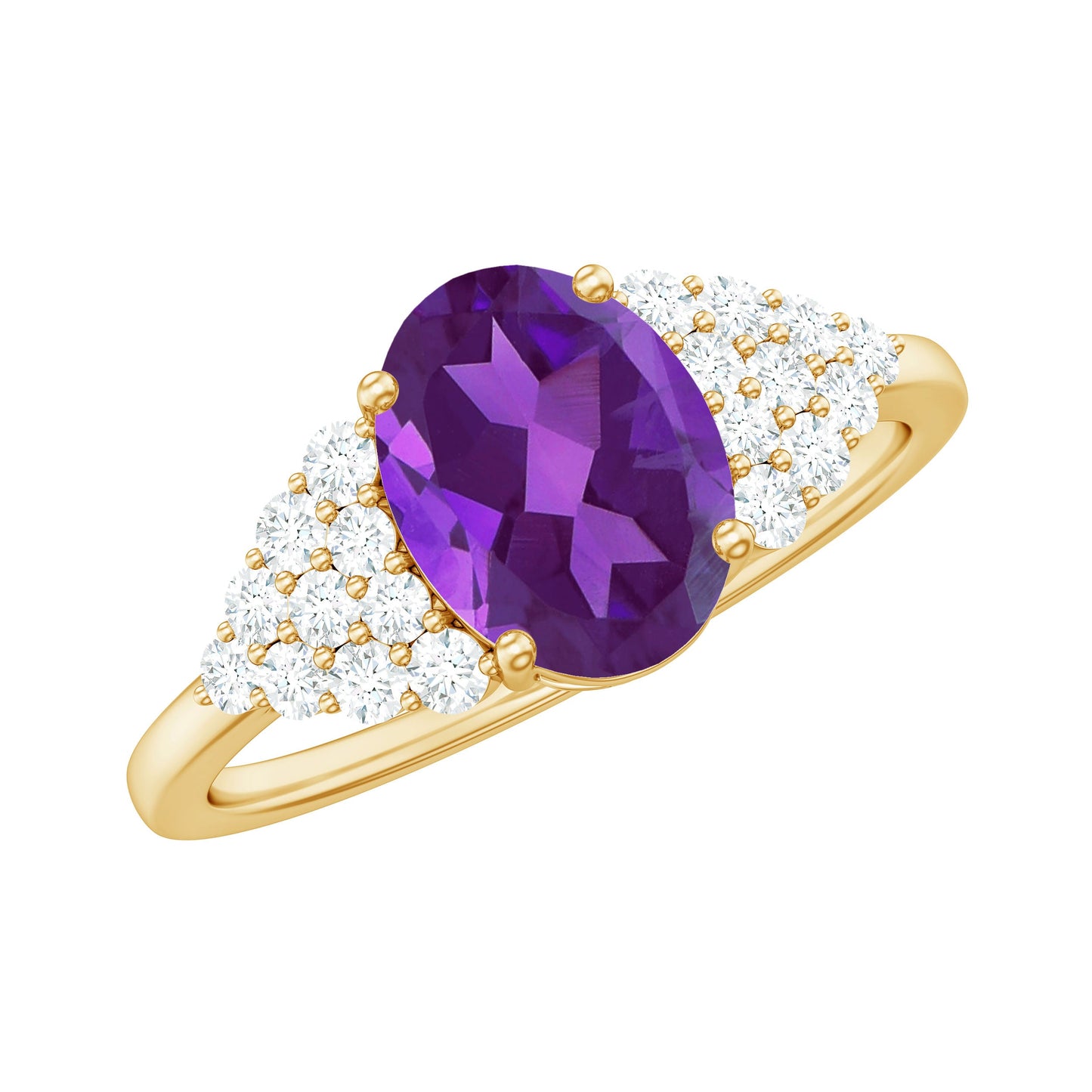 1 Carat Oval Amethyst Engagement Ring with Diamond