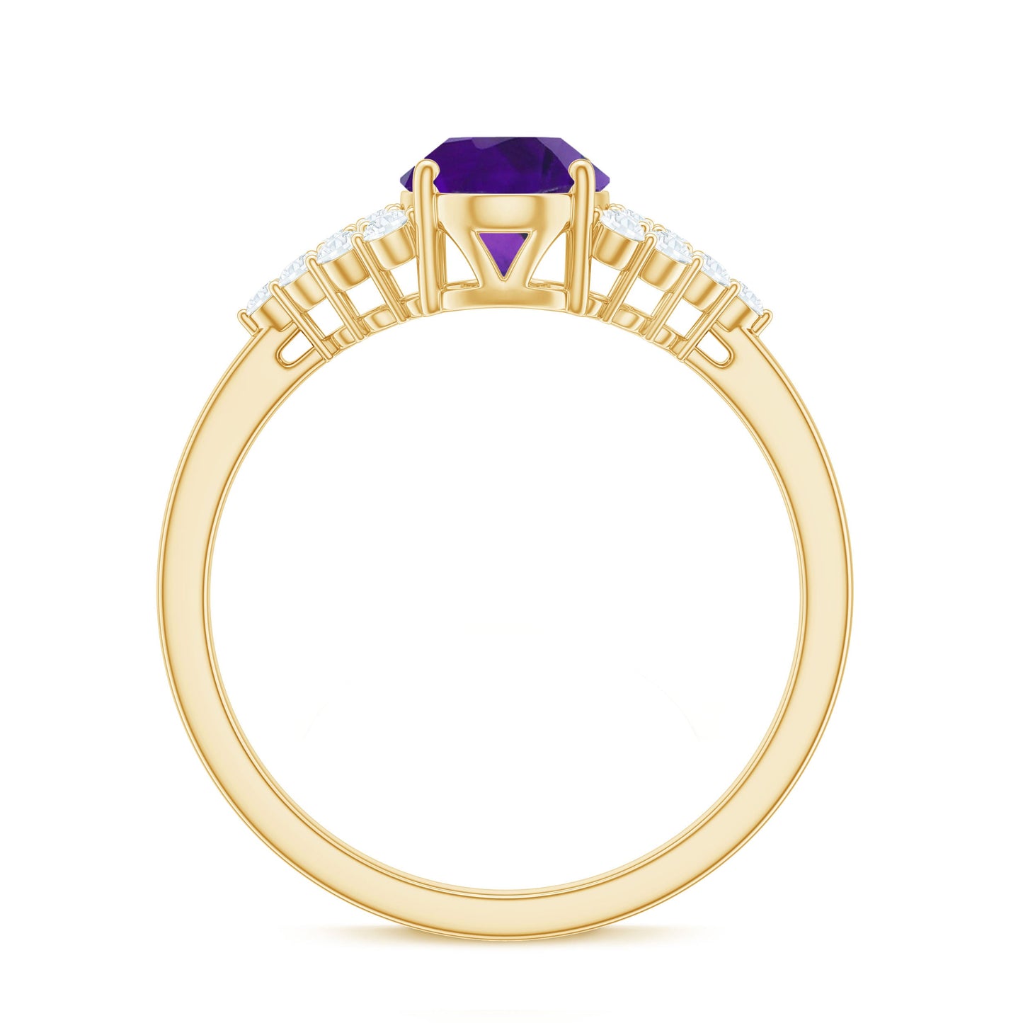1 Carat Oval Amethyst Engagement Ring with Diamond