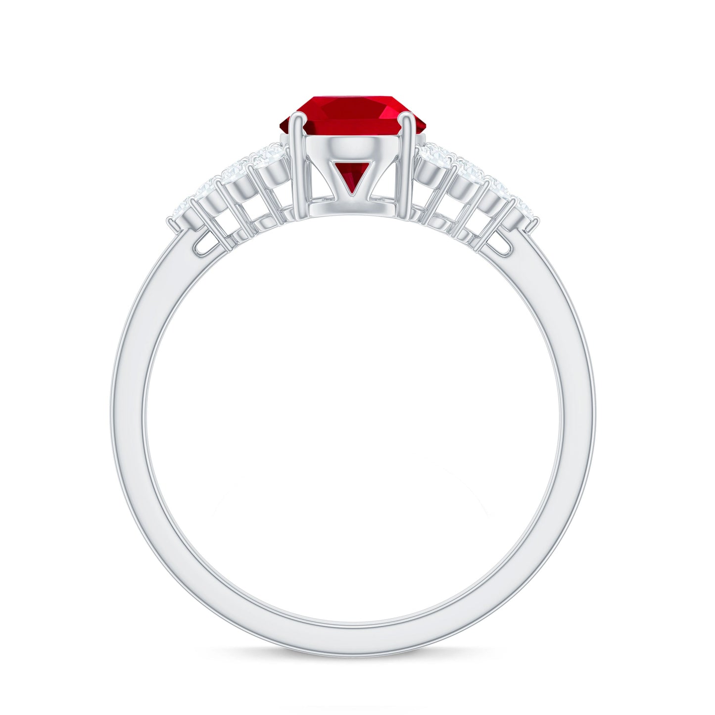 Certified 1.5 Carat Oval Lab Grown Ruby Engagement Ring with Diamond