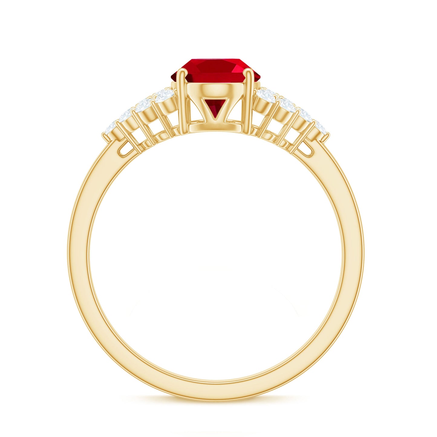 Certified 1.5 Carat Oval Lab Grown Ruby Engagement Ring with Diamond