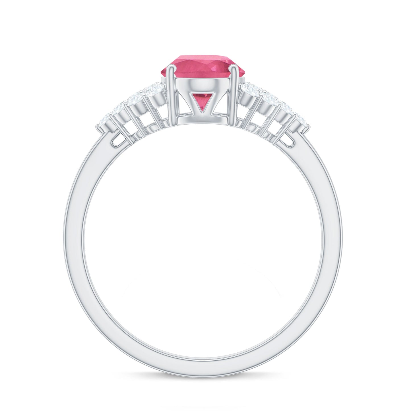 Classic Pink Tourmaline Solitaire Ring with Diamond