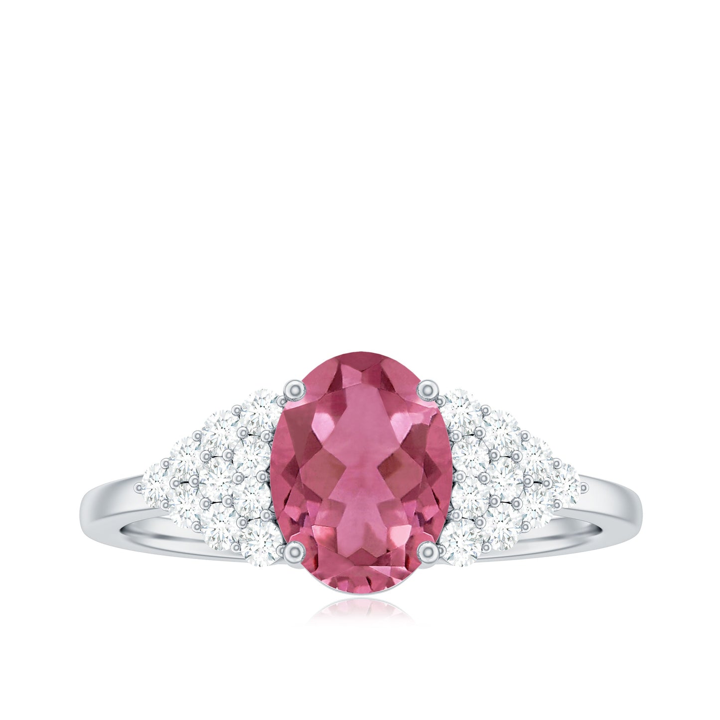 Classic Pink Tourmaline Solitaire Ring with Diamond