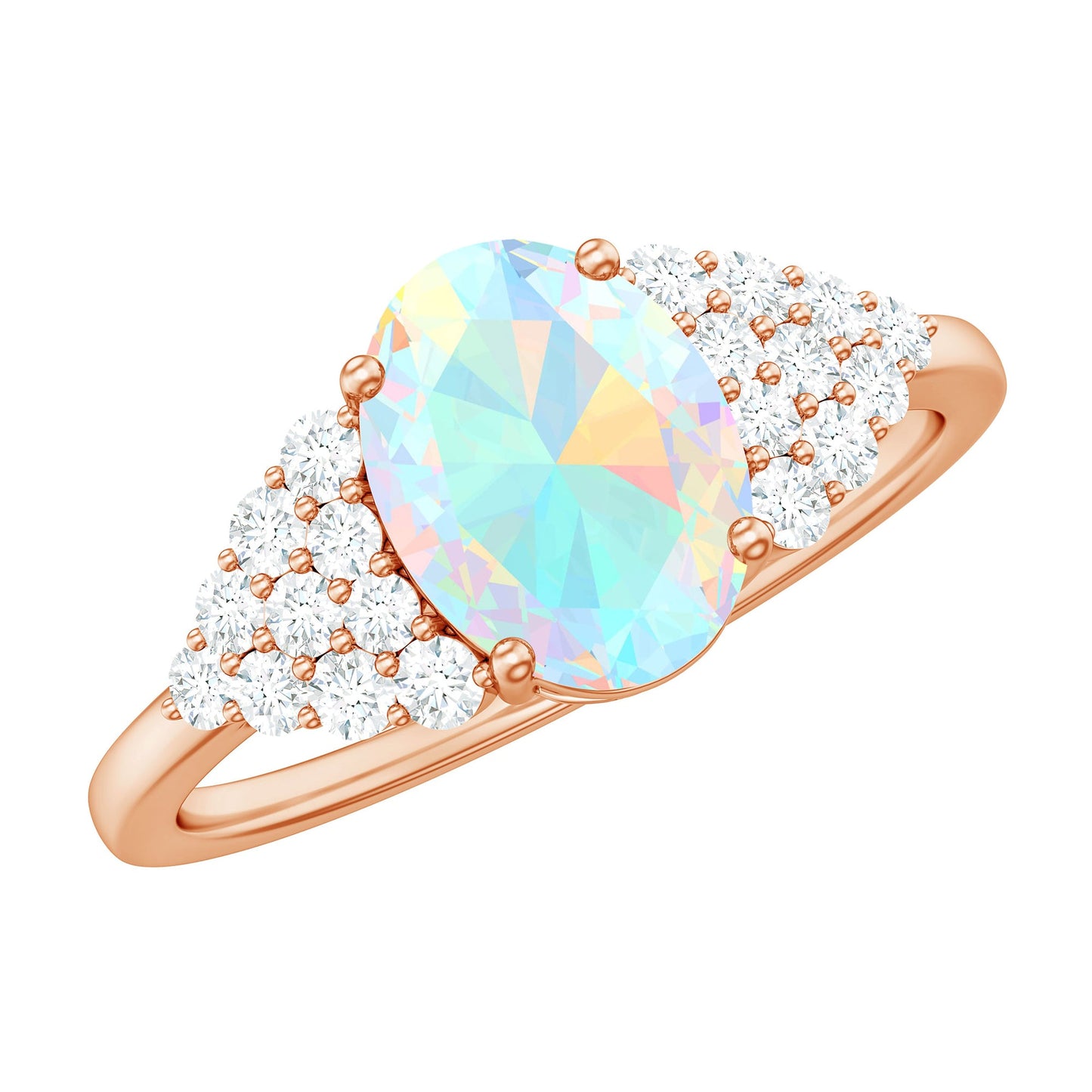 Certified 1.2 Carat Ethiopian Opal Oval Engagement Ring with Diamond