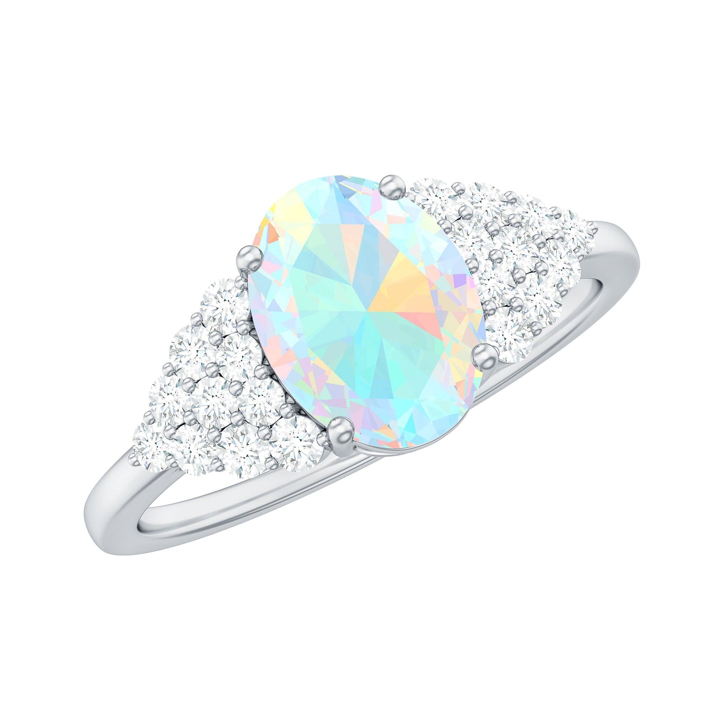 Certified 1.2 Carat Ethiopian Opal Oval Engagement Ring with Diamond