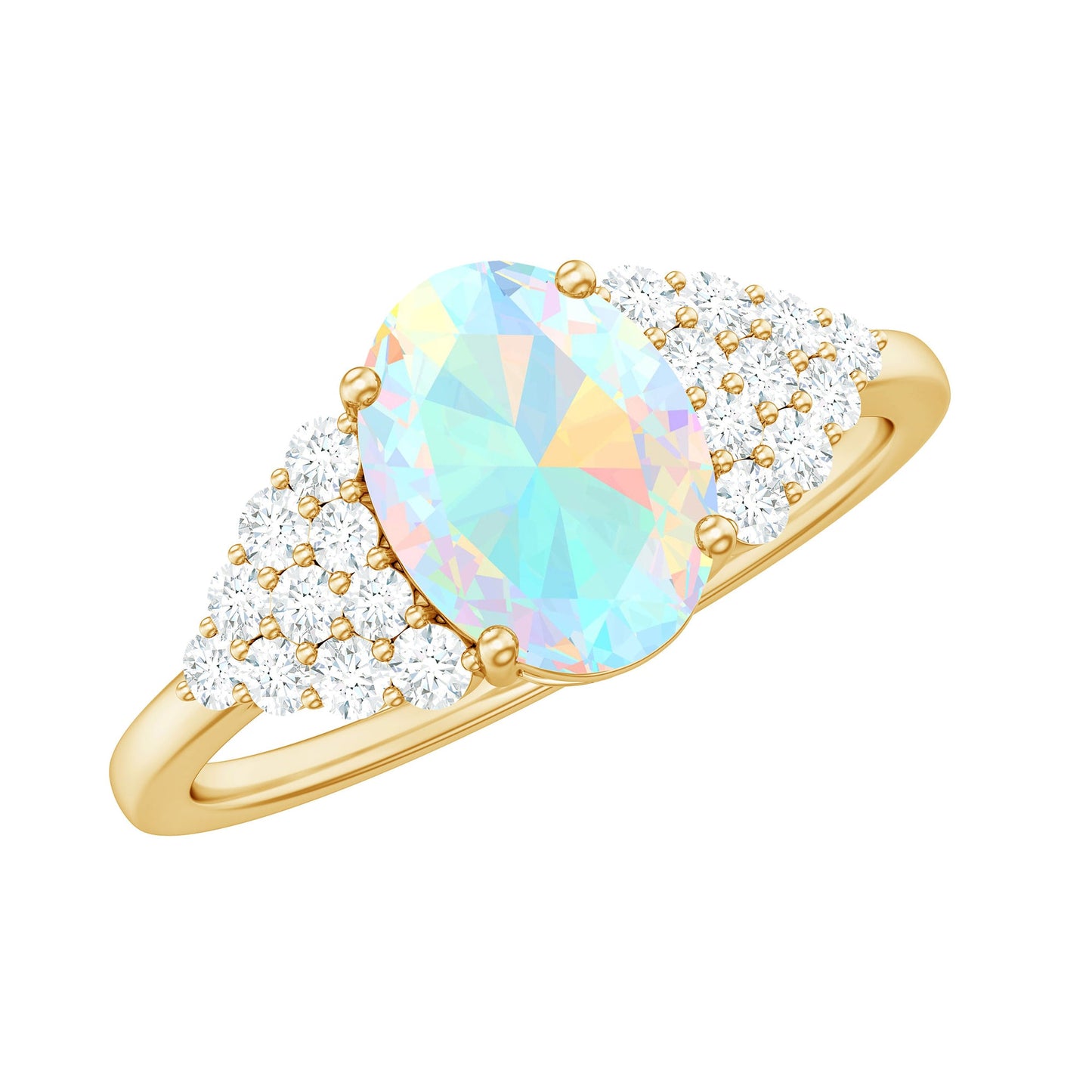 Certified 1.2 Carat Ethiopian Opal Oval Engagement Ring with Diamond