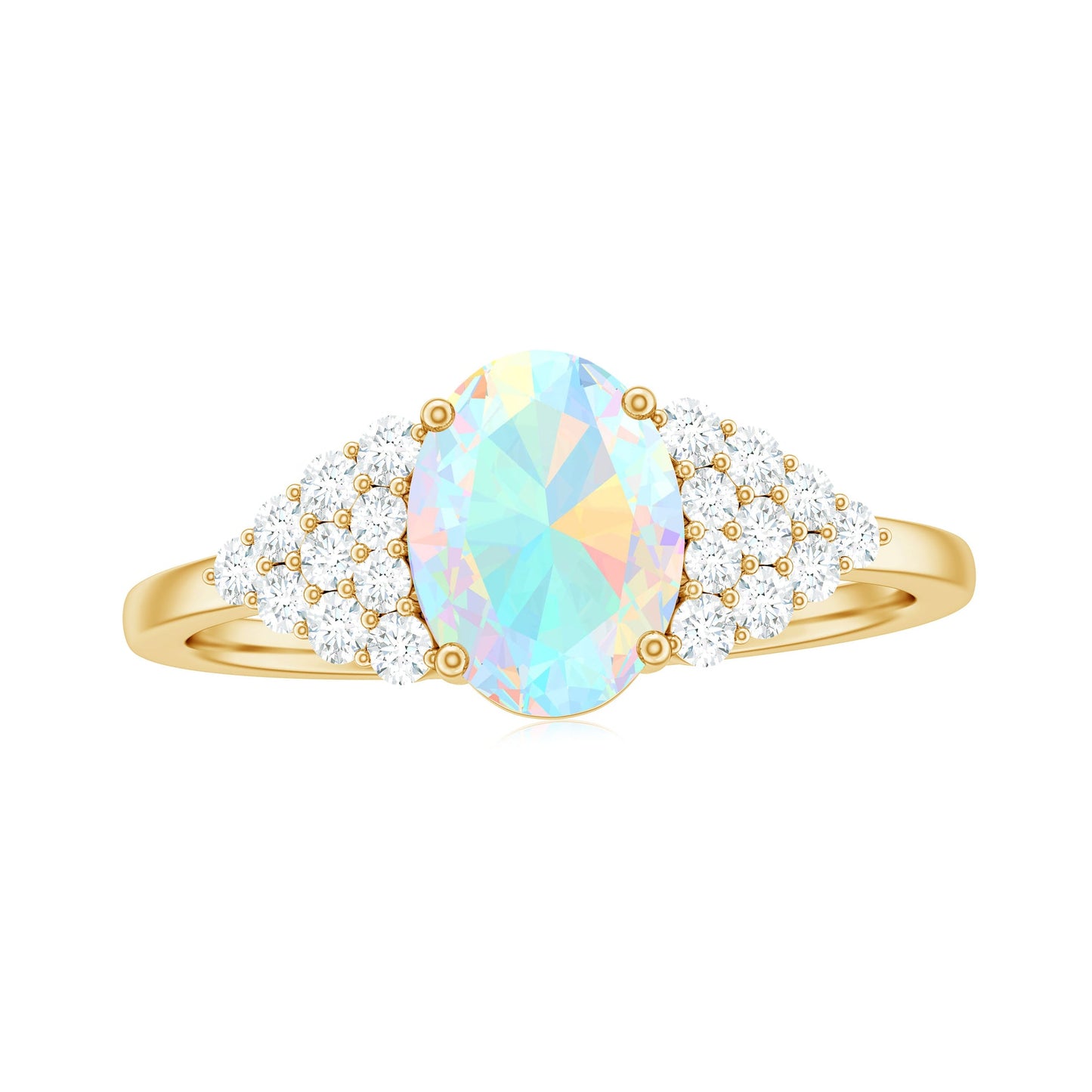 Certified 1.2 Carat Ethiopian Opal Oval Engagement Ring with Diamond