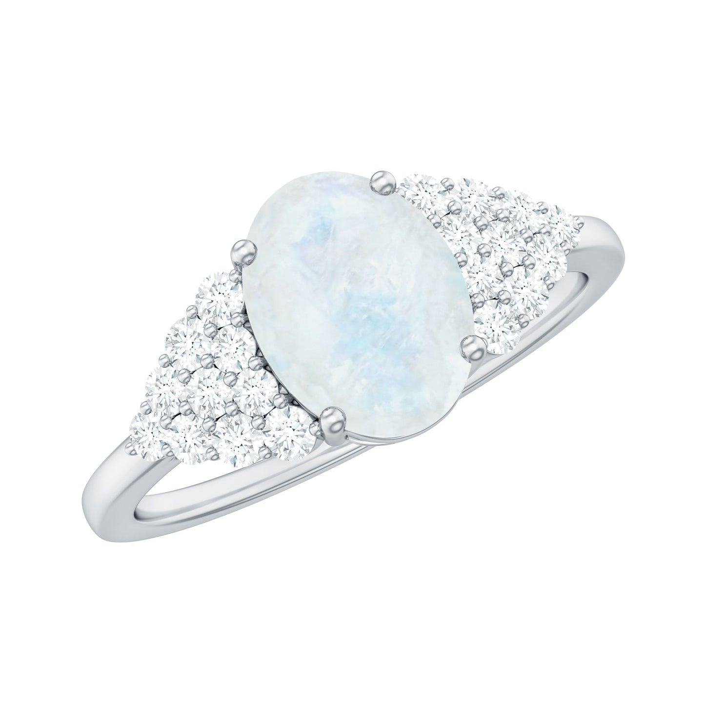 0.6 Carat Oval Cut Moonstone Engagement Ring with Diamond Accent