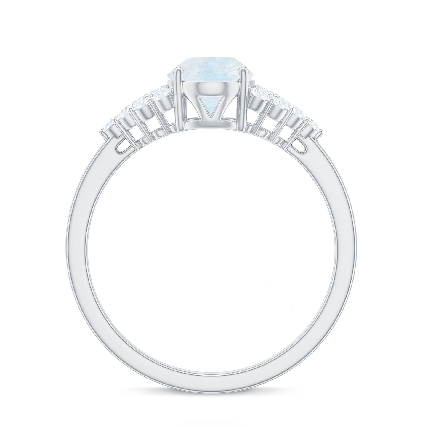 0.6 Carat Oval Cut Moonstone Engagement Ring with Diamond Accent