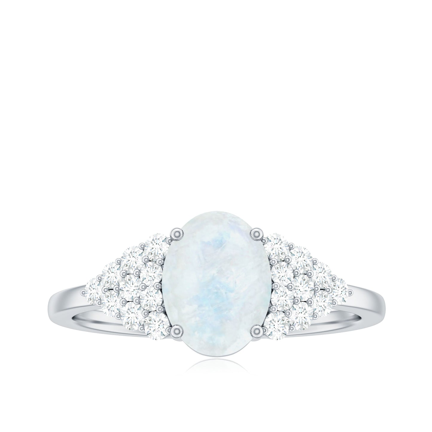 0.6 Carat Oval Cut Moonstone Engagement Ring with Diamond Accent
