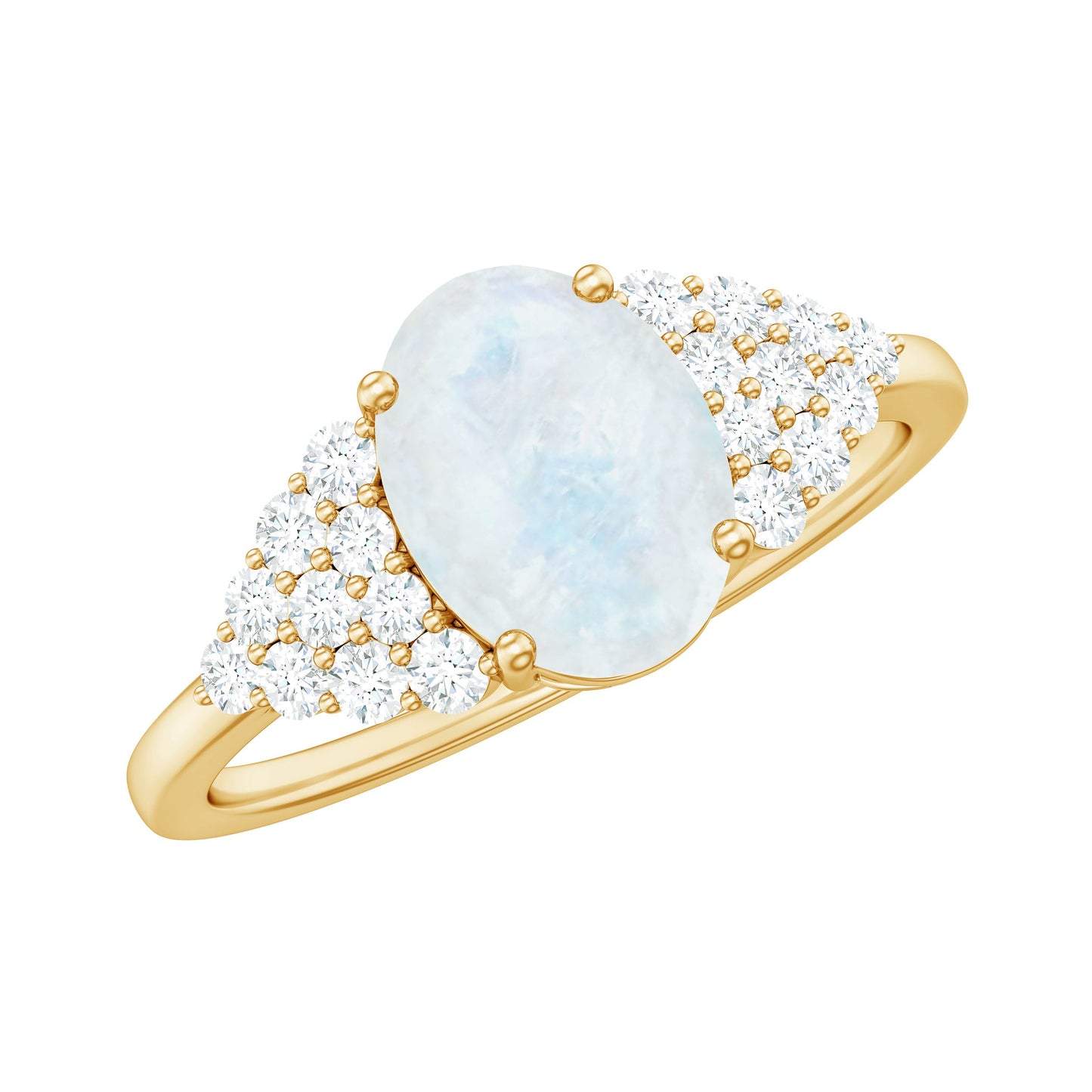 0.6 Carat Oval Cut Moonstone Engagement Ring with Diamond Accent