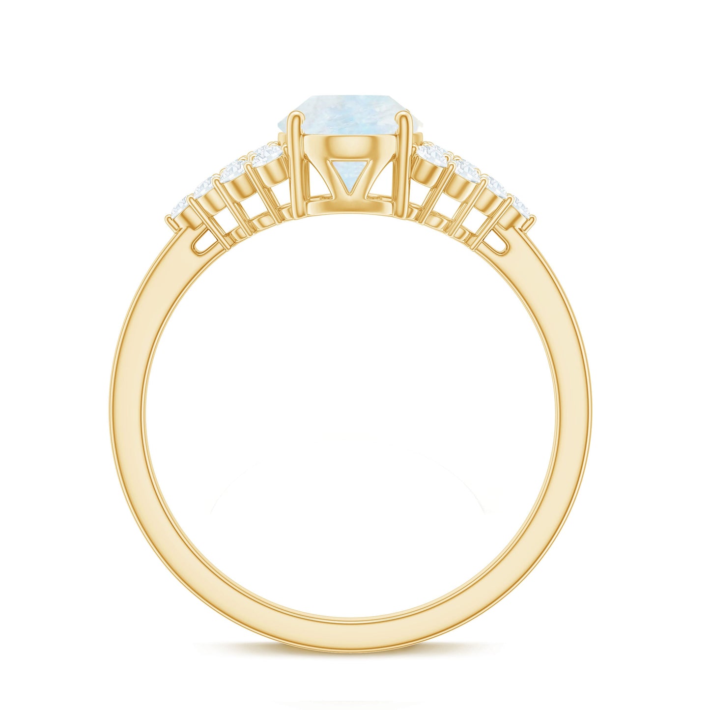 0.6 Carat Oval Cut Moonstone Engagement Ring with Diamond Accent