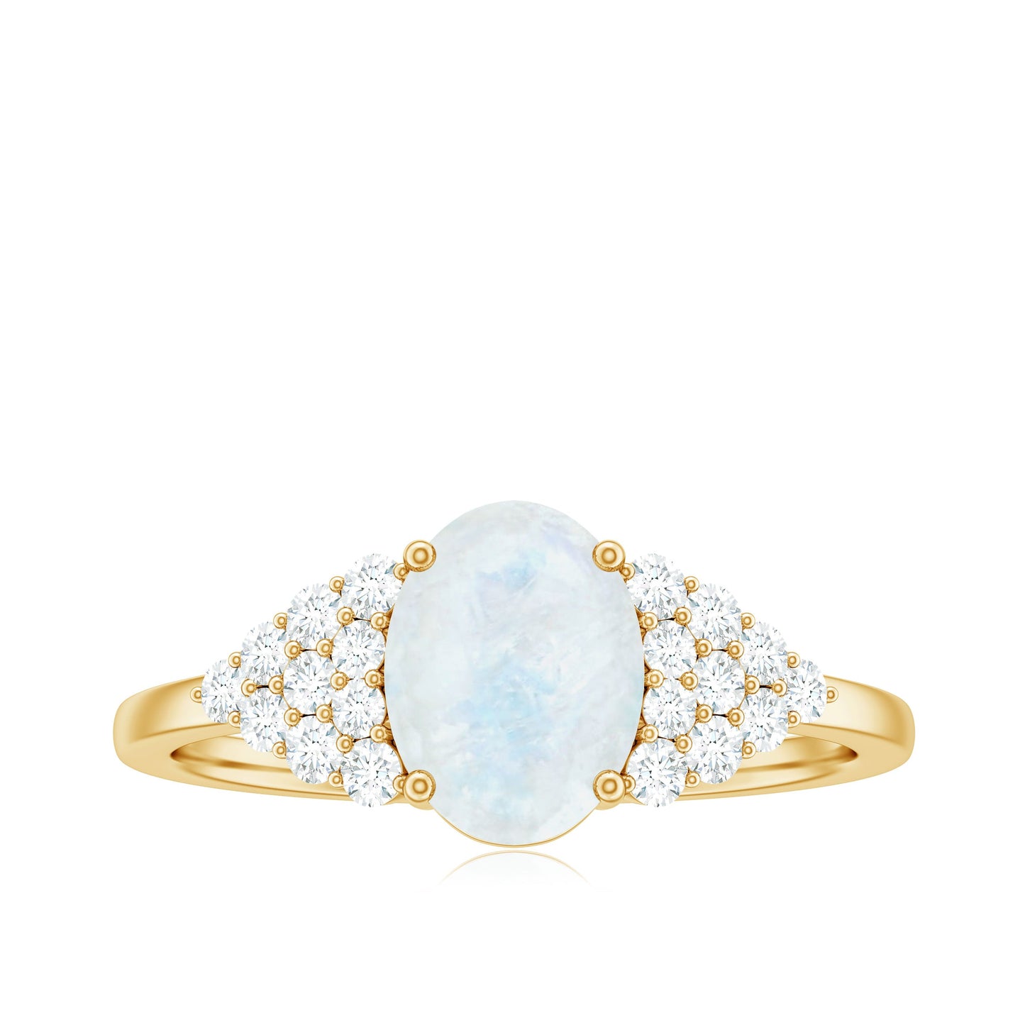 0.6 Carat Oval Cut Moonstone Engagement Ring with Diamond Accent