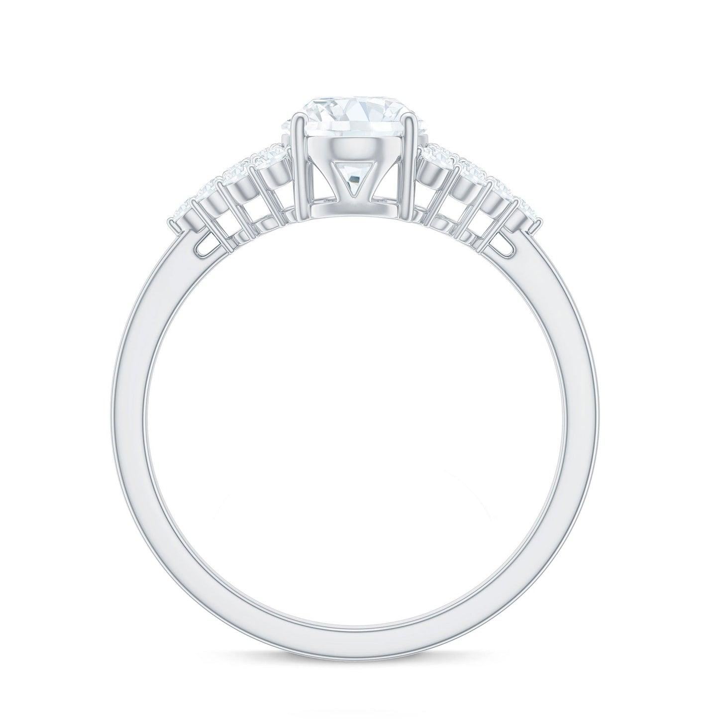 1.2 Carat Oval Moissanite Engagement Ring with Cluster Side Stones