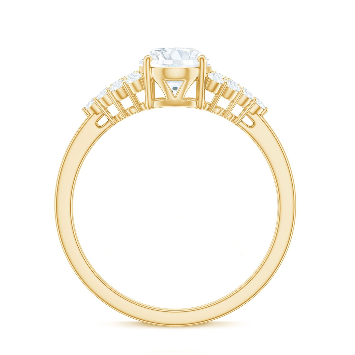 1.2 Carat Oval Moissanite Engagement Ring with Cluster Side Stones