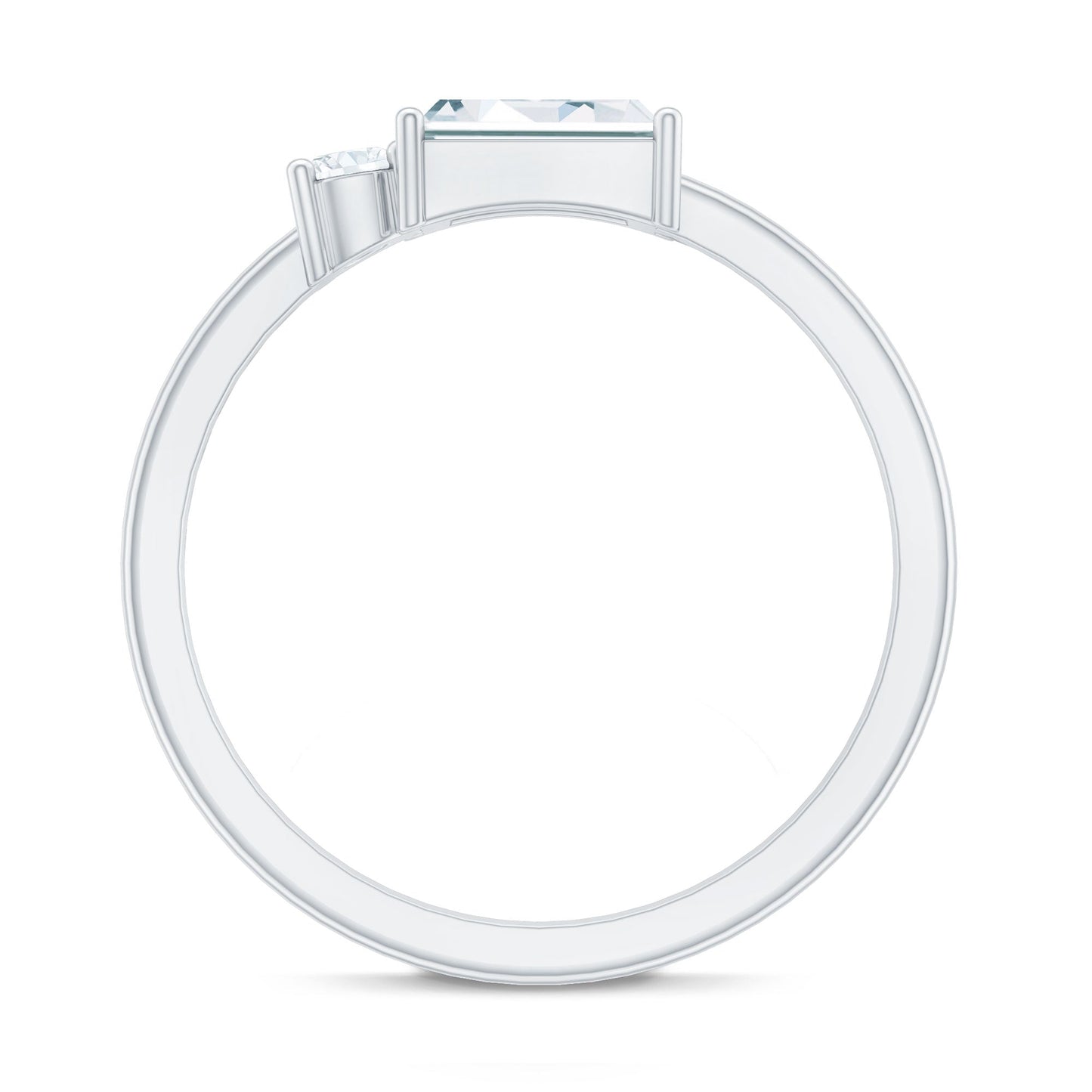 Baguette and Round Moissanite Two Stone Promise Ring